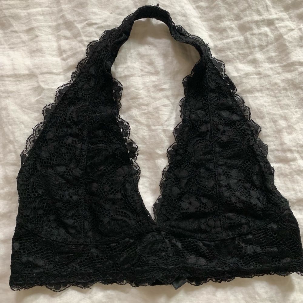 Hollister Bralette Halter Top in Black Lace
